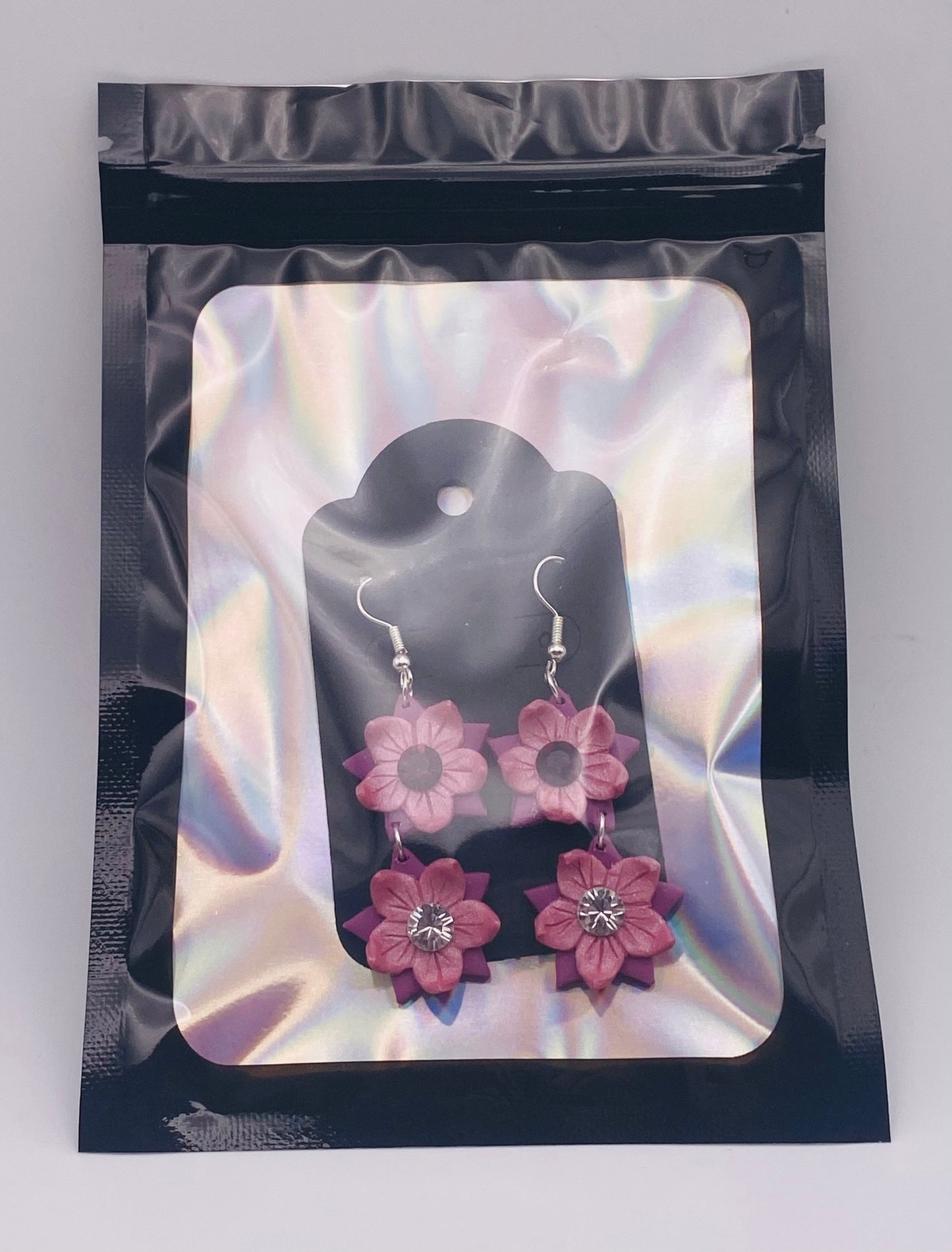 Pink & Purple Flower Elegant Polymer Clay Earrings