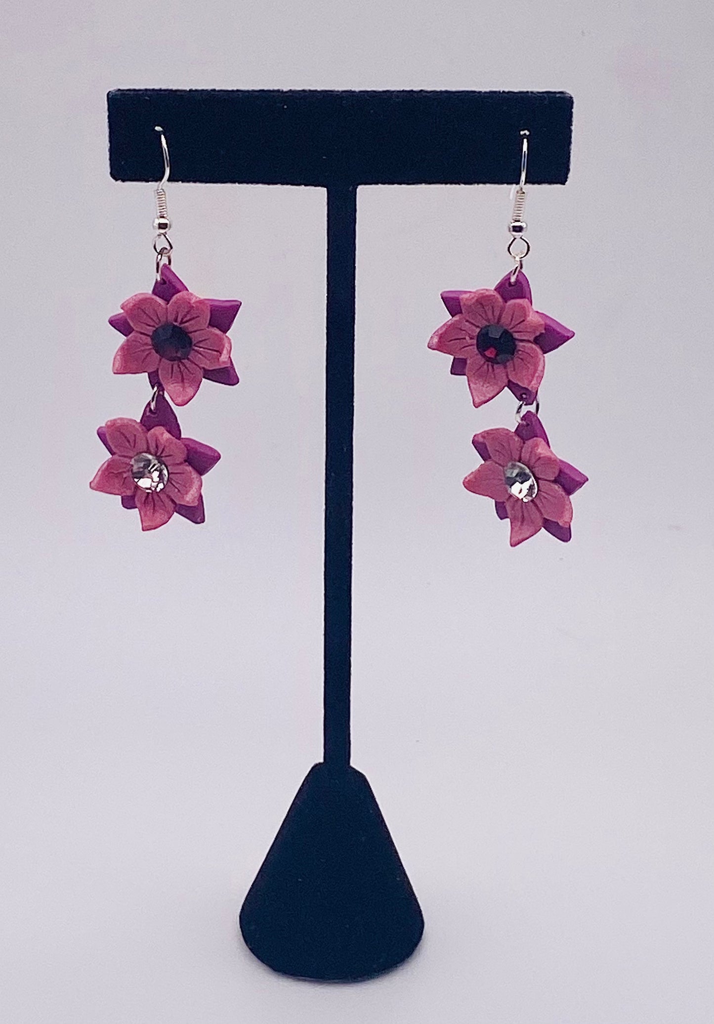 Pink & Purple Flower Elegant Polymer Clay Earrings