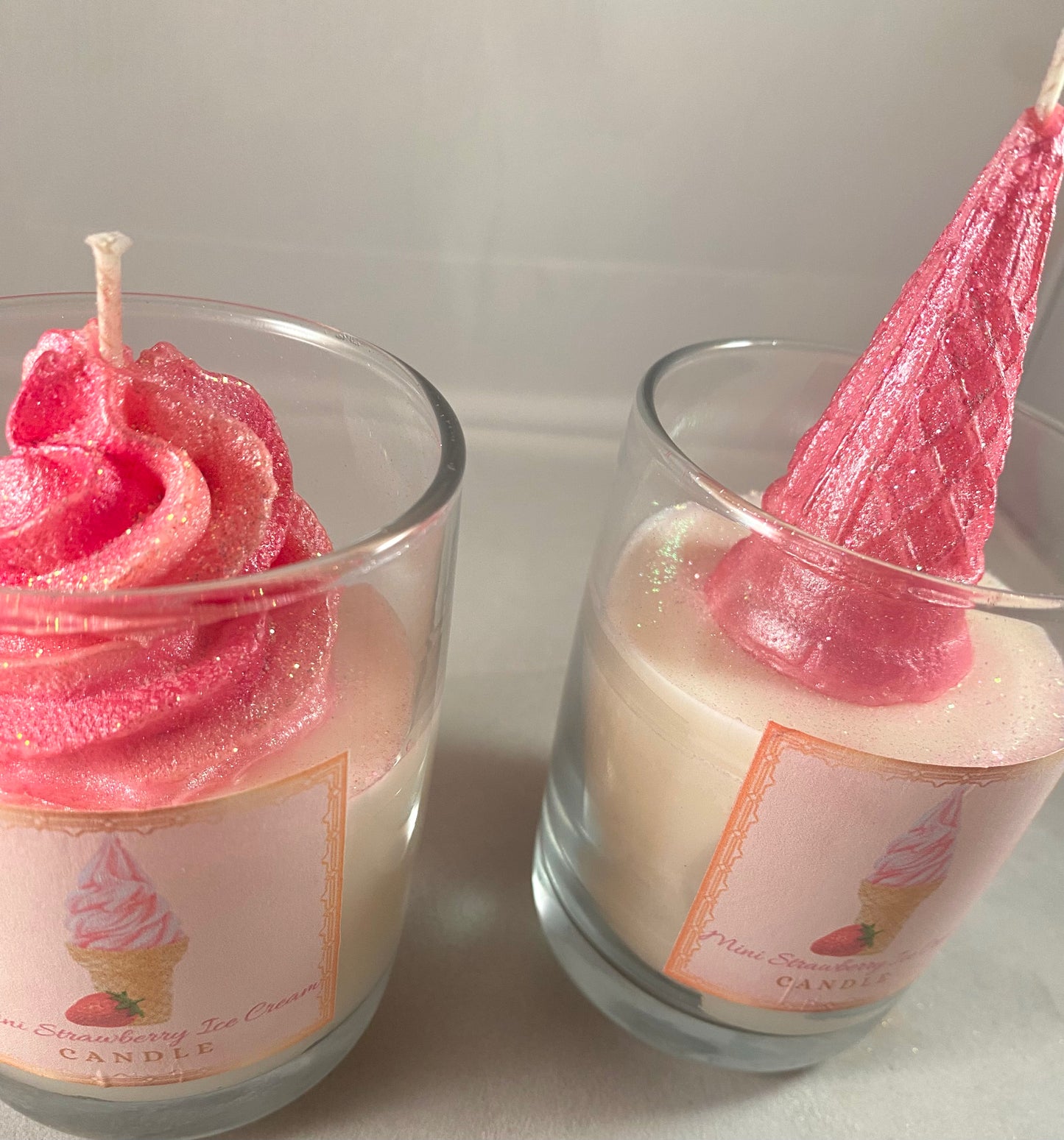 Mini Strawberry Ice Cream Candles
