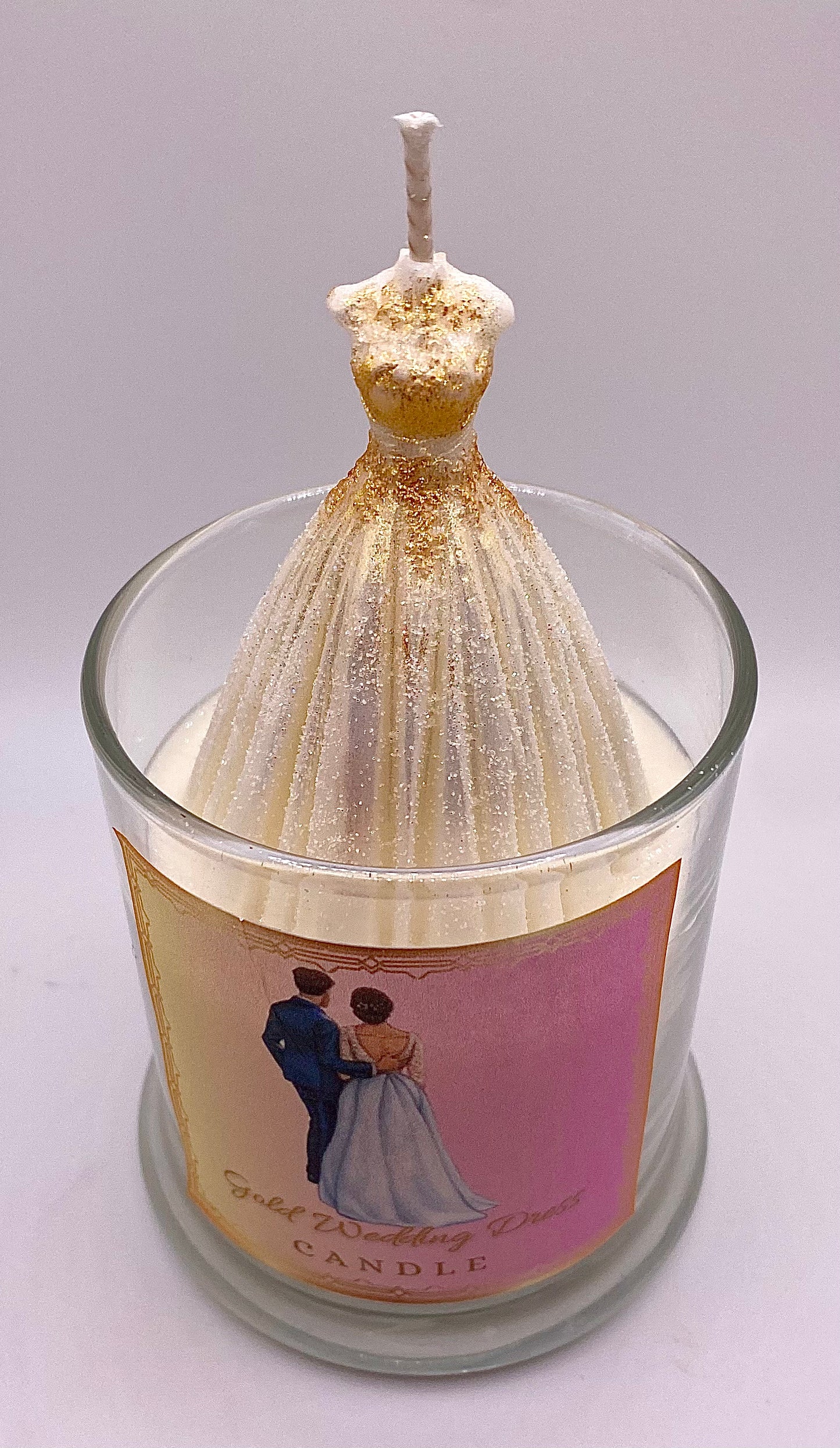 Gold Wedding Dress Candles