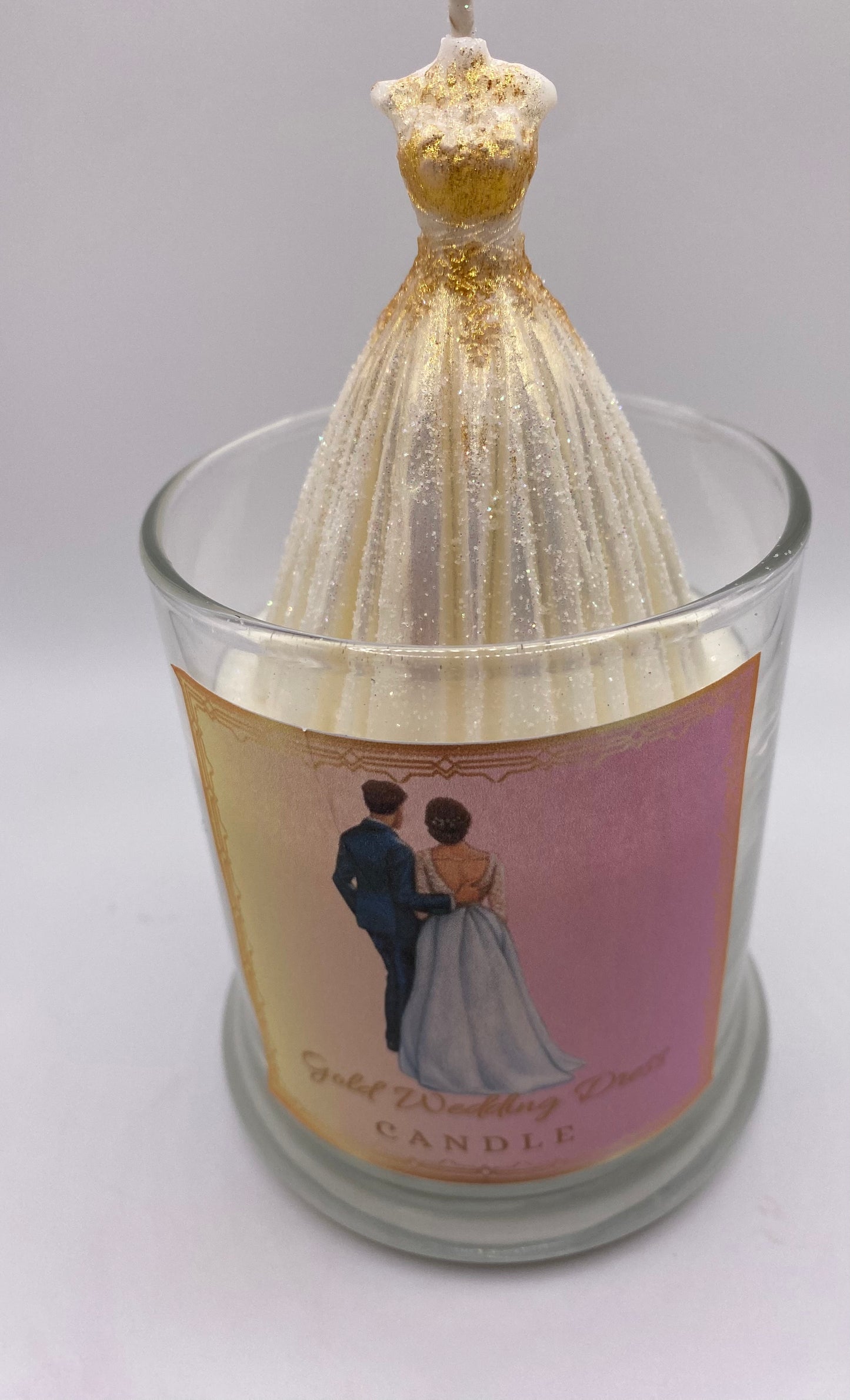 Gold Wedding Dress Candles