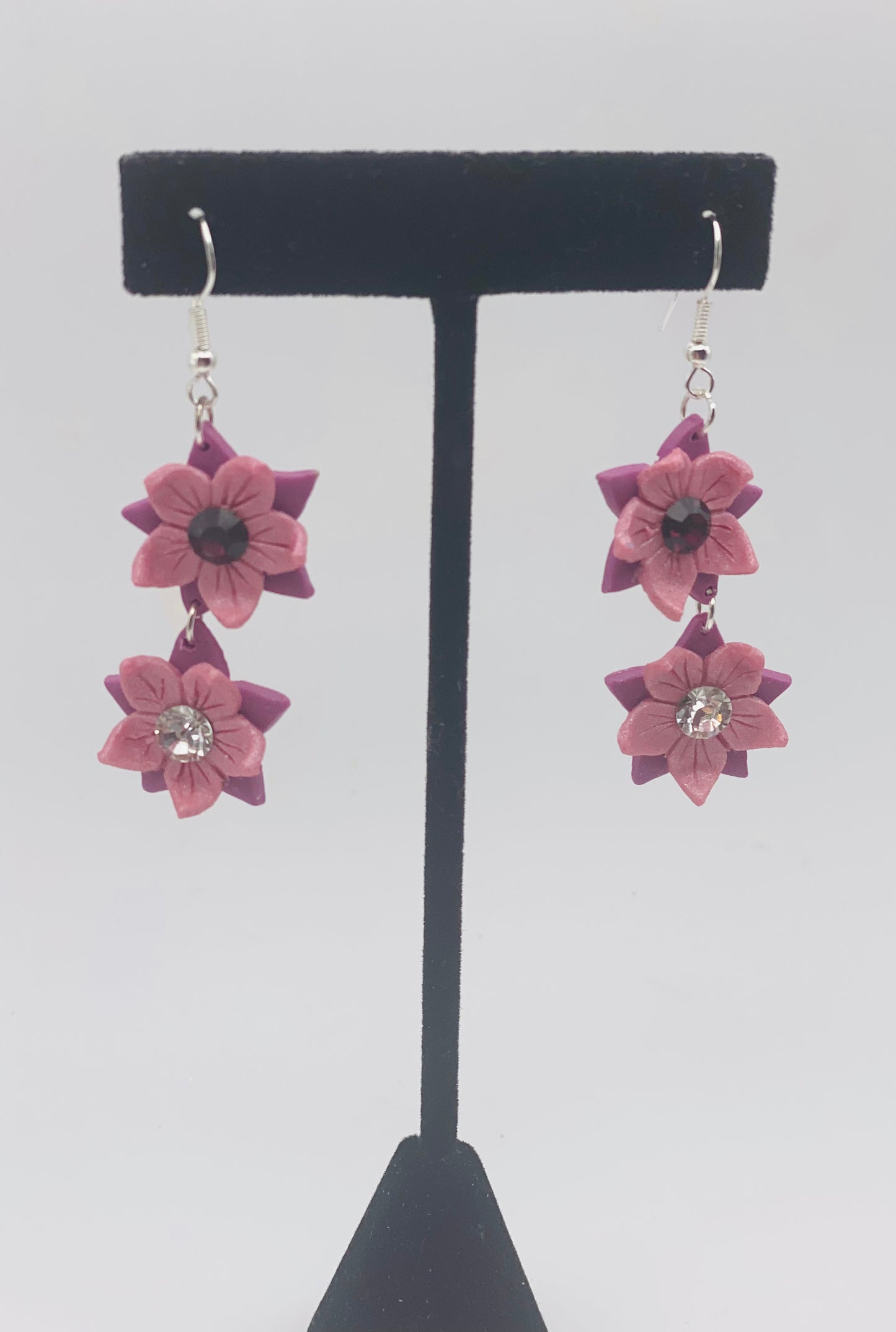 Pink & Purple Flower Elegant Polymer Clay Earrings