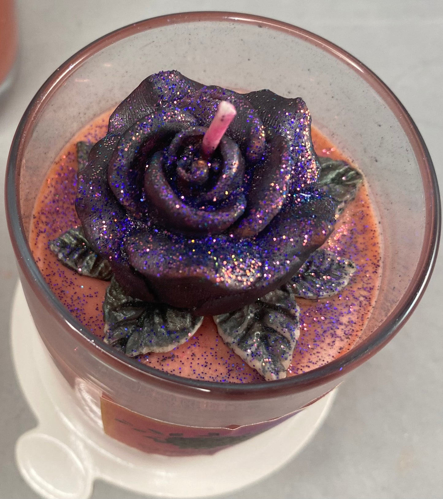 Gilded Black Rose Candle