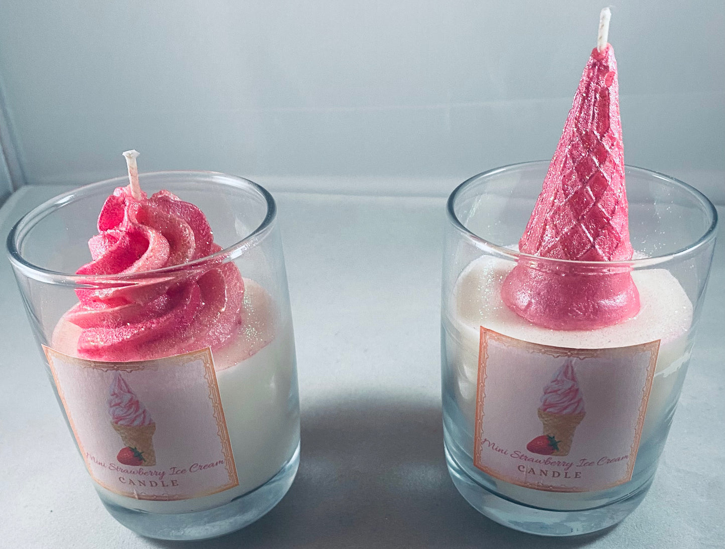 Mini Strawberry Ice Cream Candles