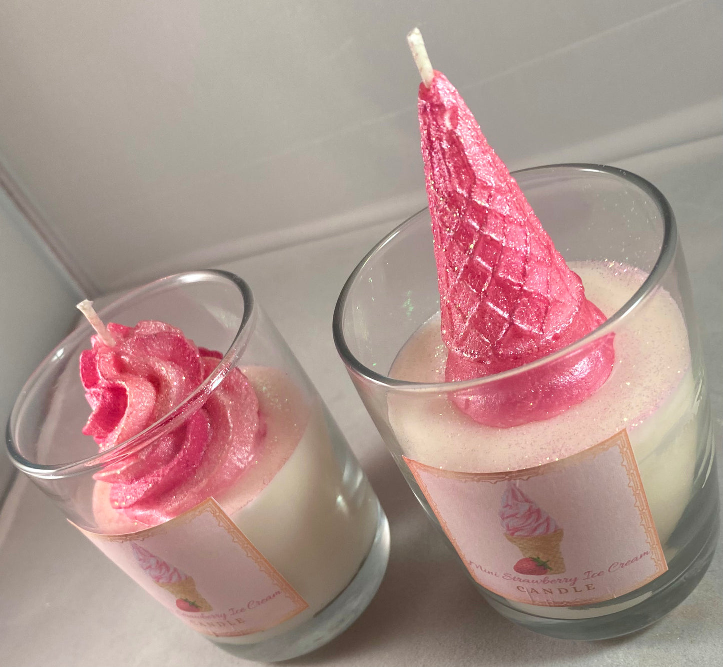 Mini Strawberry Ice Cream Candles