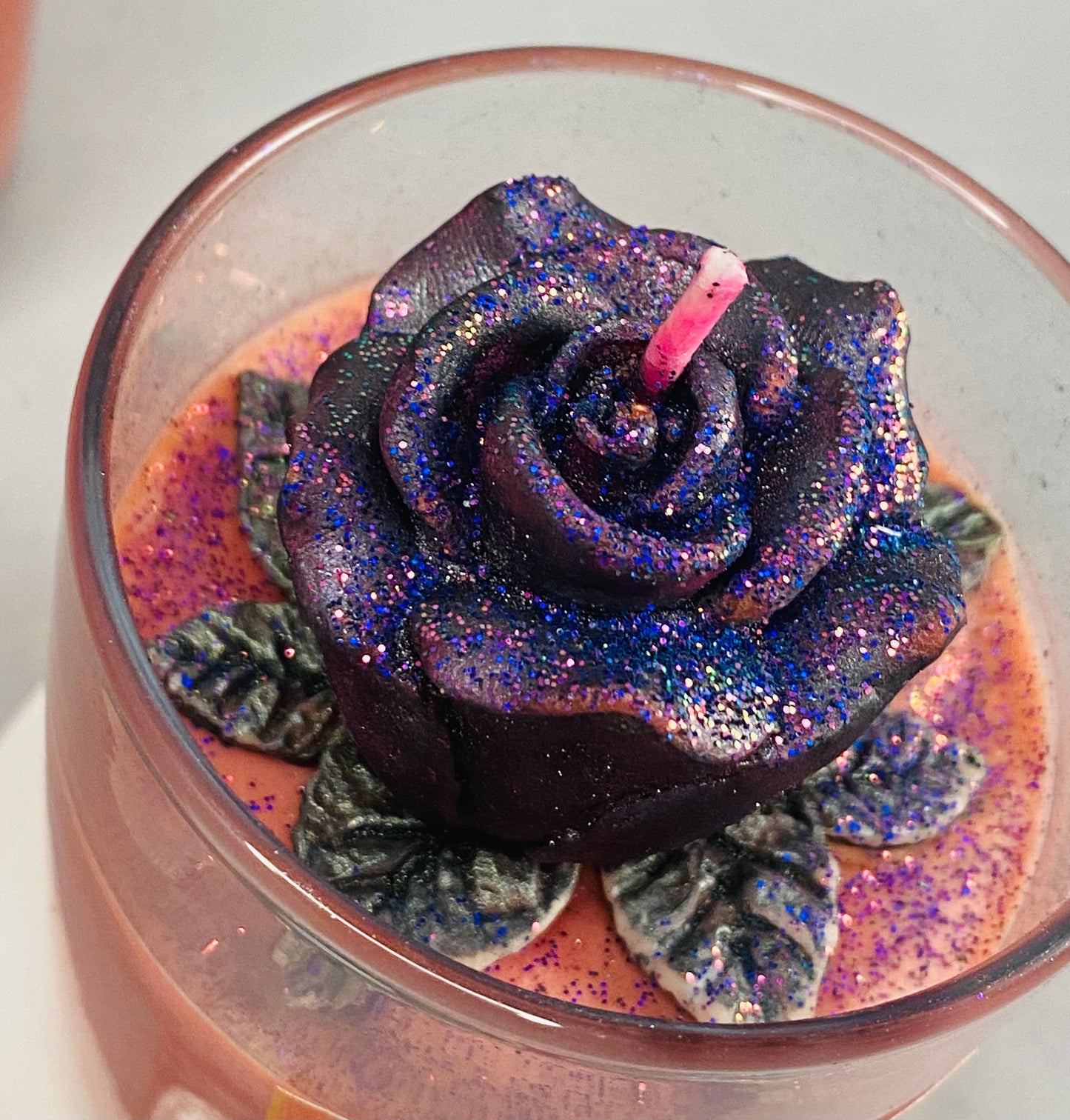 Gilded Black Rose Candle