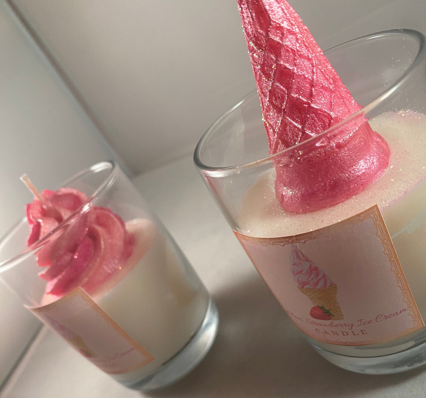 Mini Strawberry Ice Cream Candles