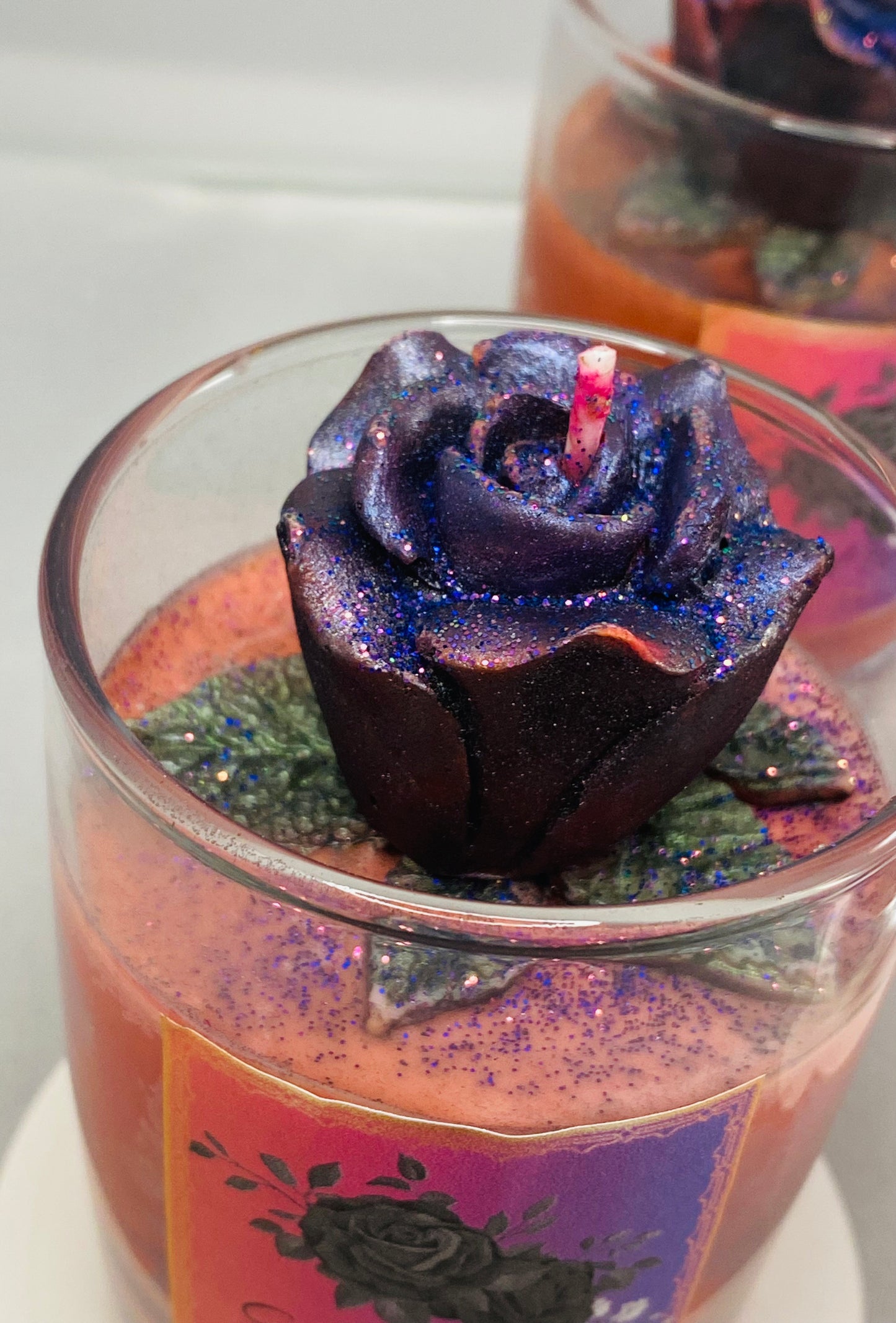 Gilded Black Rose Candle