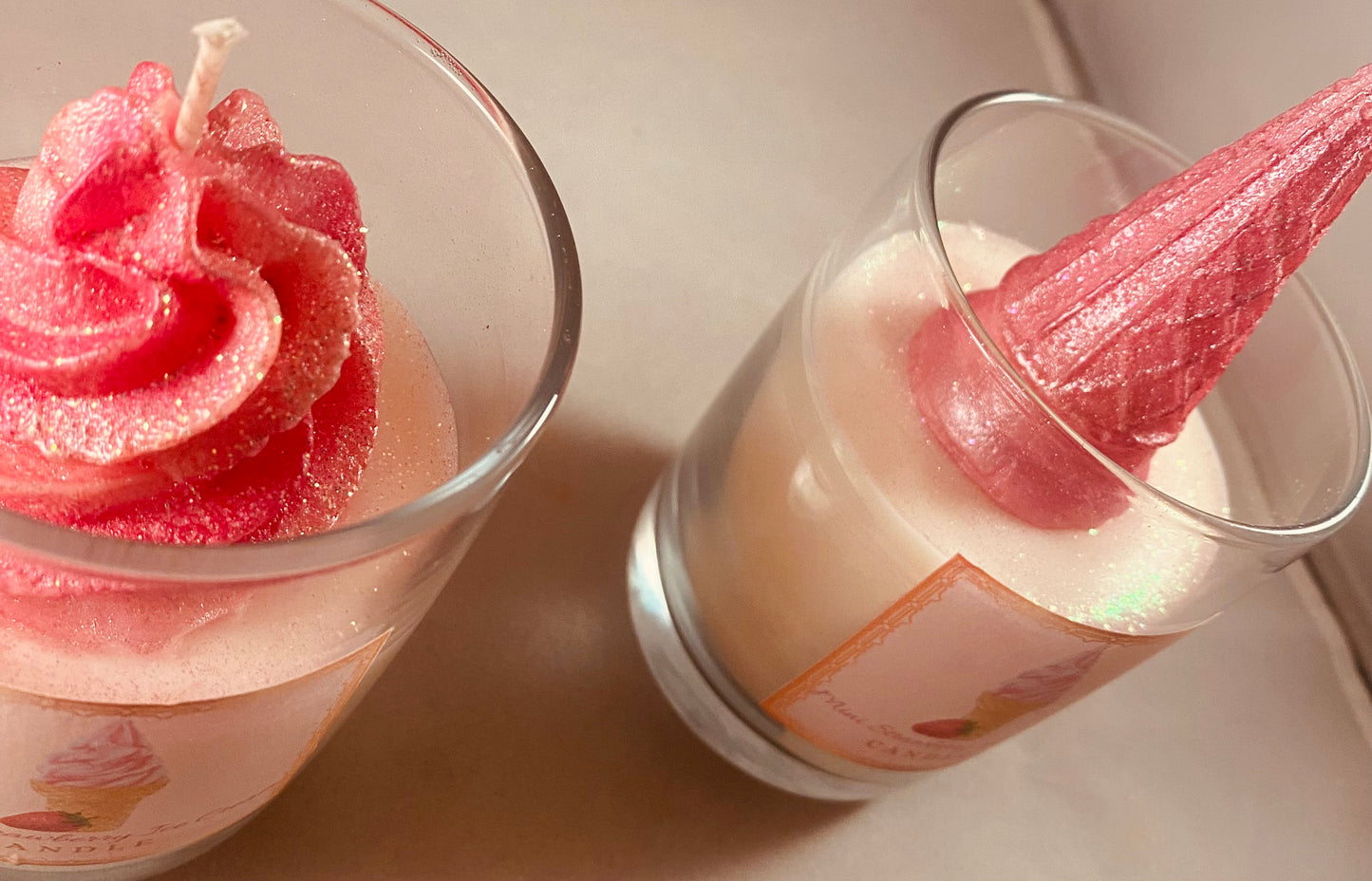 Mini Strawberry Ice Cream Candles