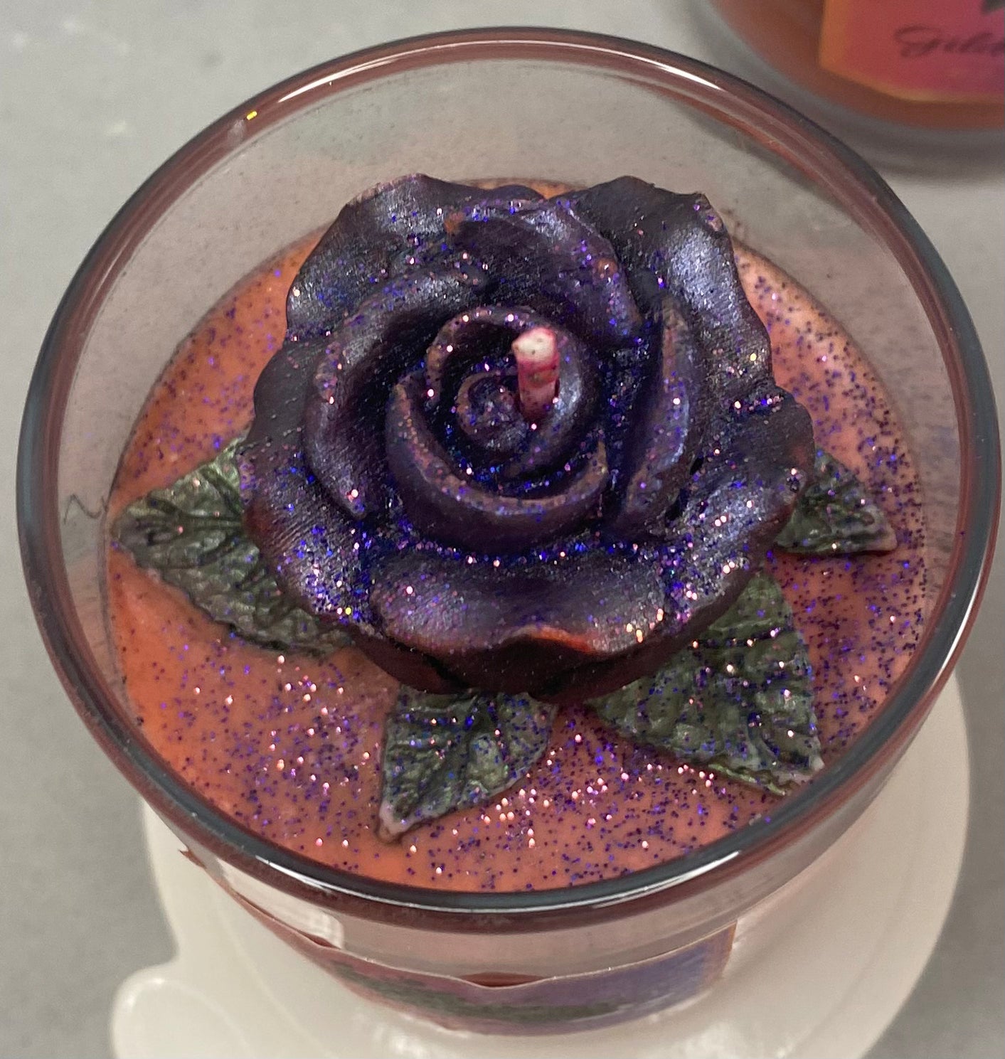 Gilded Black Rose Candle