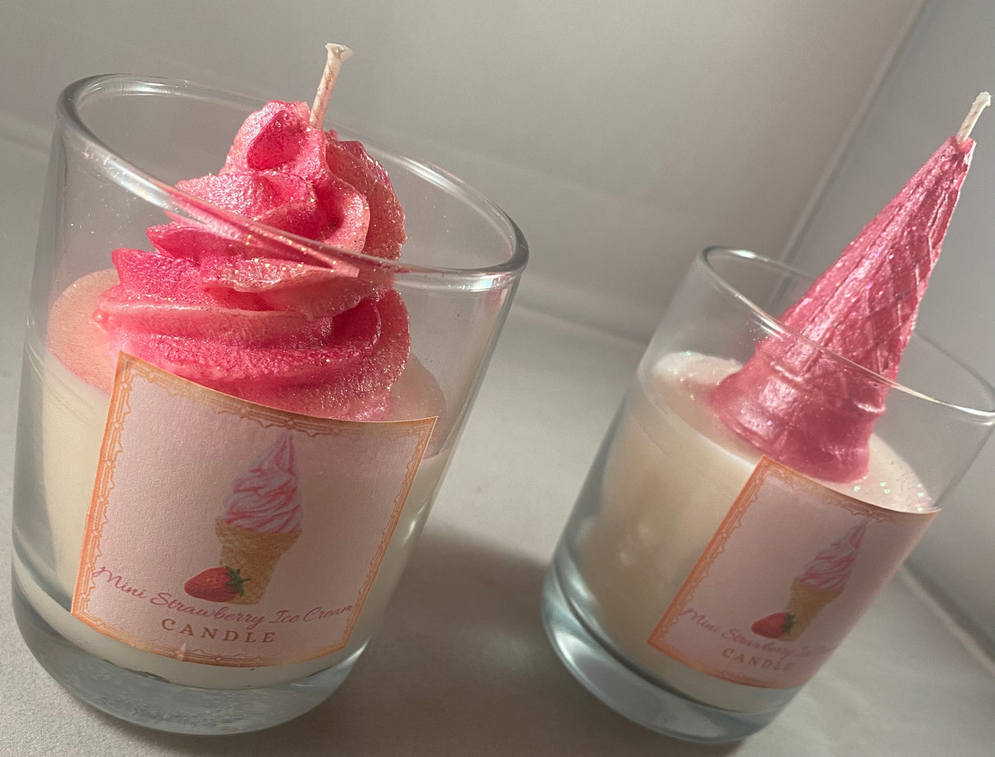 Mini Strawberry Ice Cream Candles