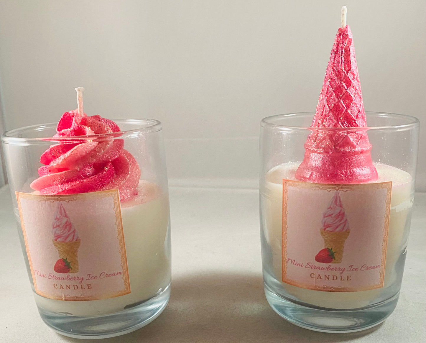 Mini Strawberry Ice Cream Candles