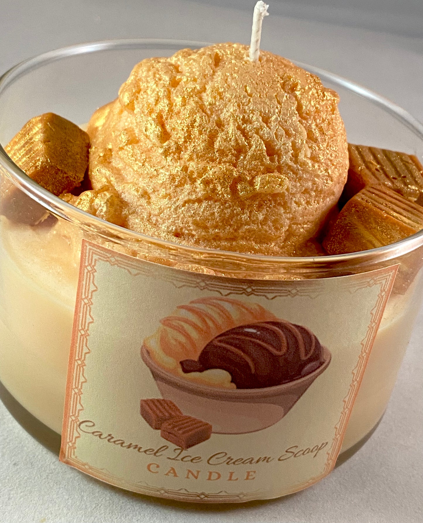 Caramel Ice Creamer Scoop Candle