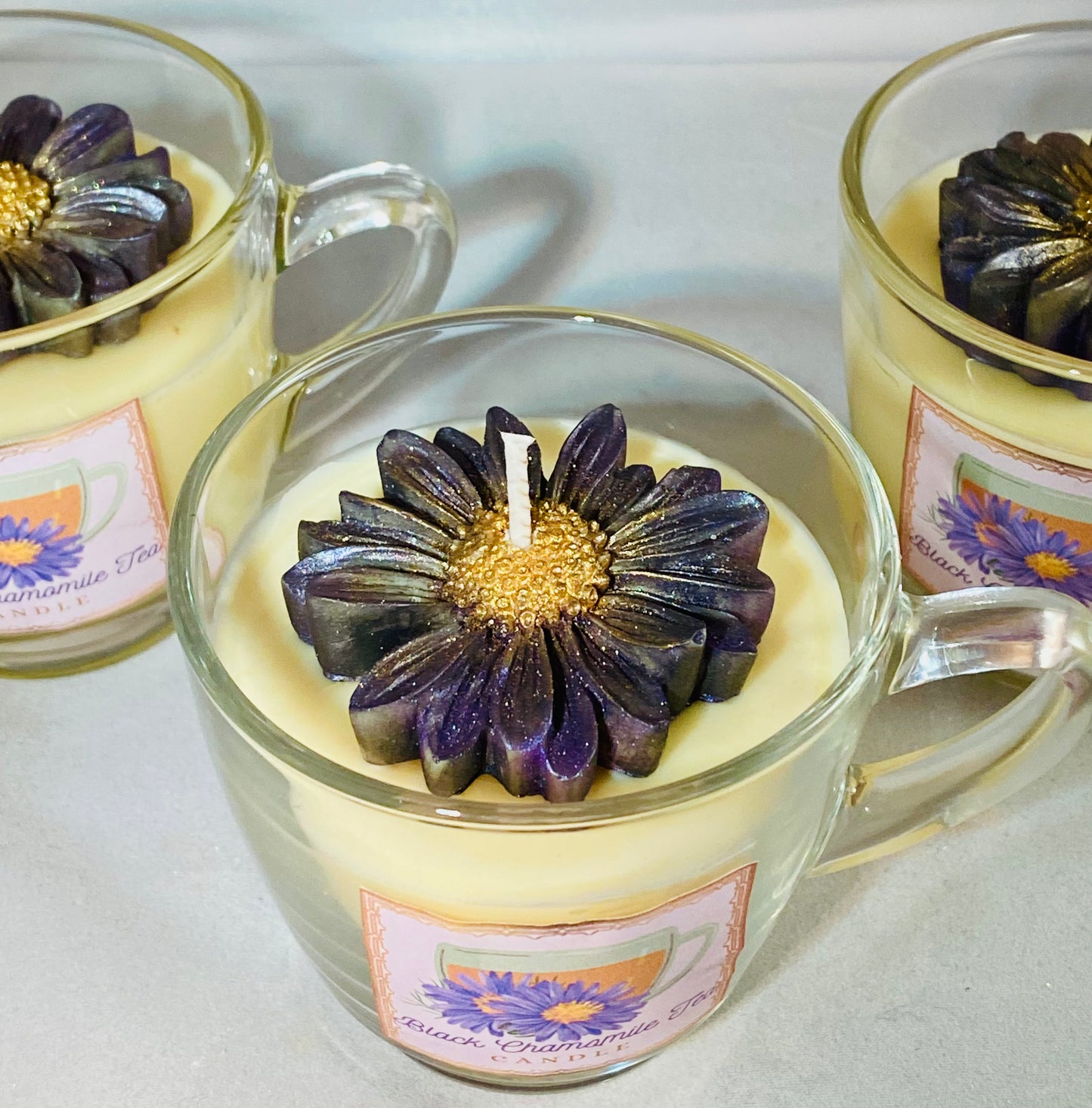 Black Chamomile Tea Candle Cup