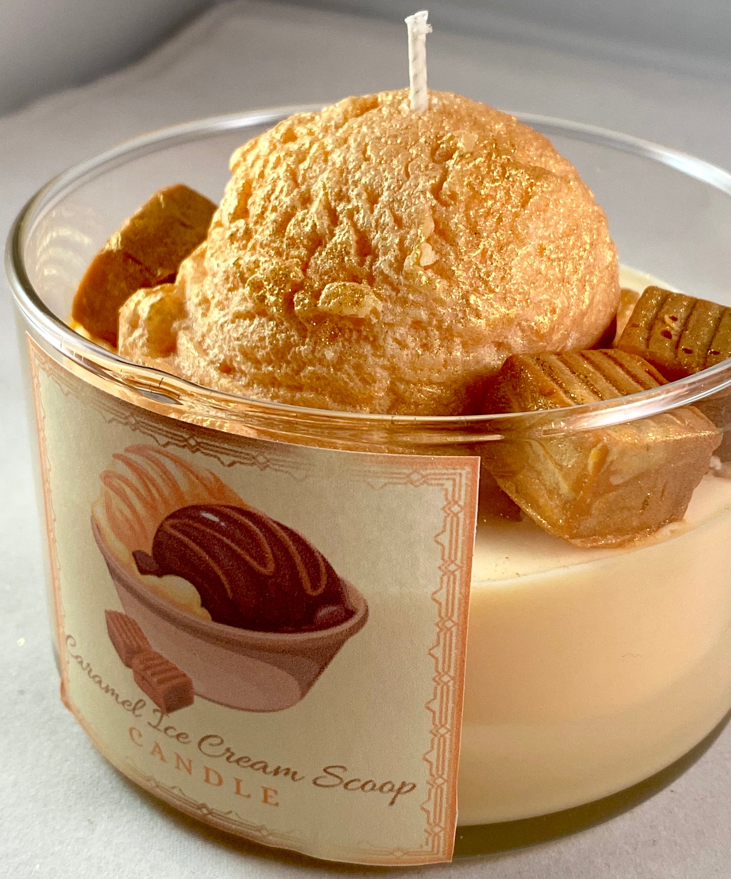 Caramel Ice Creamer Scoop Candle